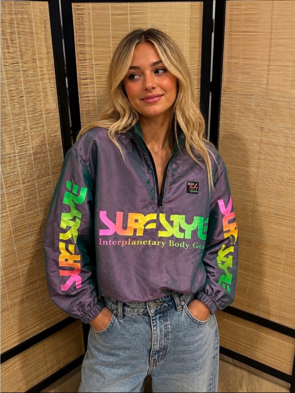 Surf Style Iridescent Jacket with Neon Accents